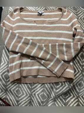 Princess Polly Beige and White Striped Knit Sweater